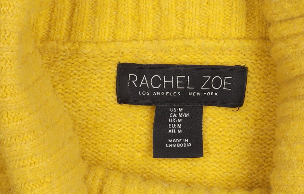 Rachel Zoe Women Yellow Roll Neck Wool Blend Jumper Size M