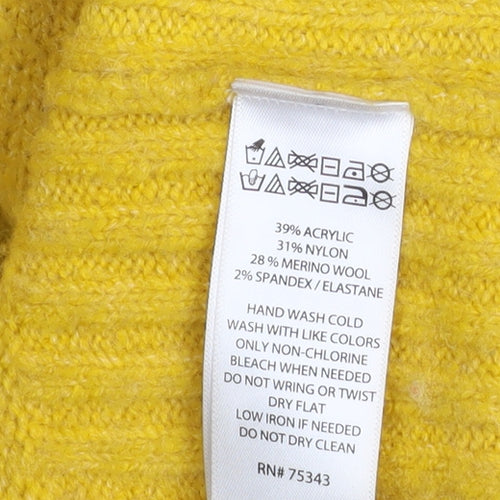 Rachel Zoe Women Yellow Roll Neck Wool Blend Jumper Size M