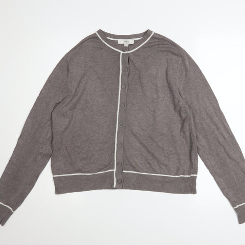Marks and Spencer Women Brown Size 12 Crew Neck Button Cardigan