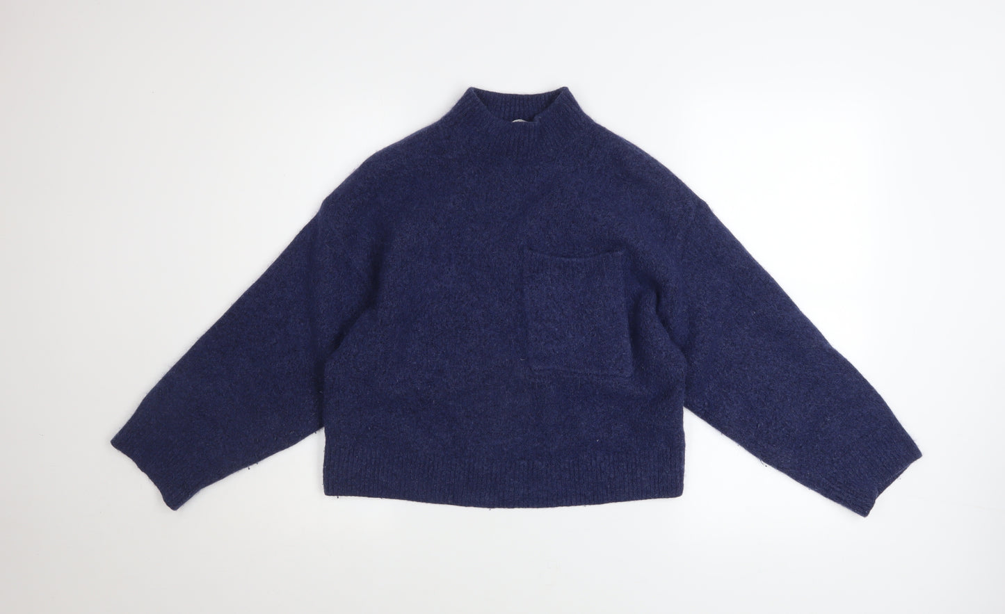 & Other Stories Women's Blue Wool Blend Mock Neck Jumper Size S