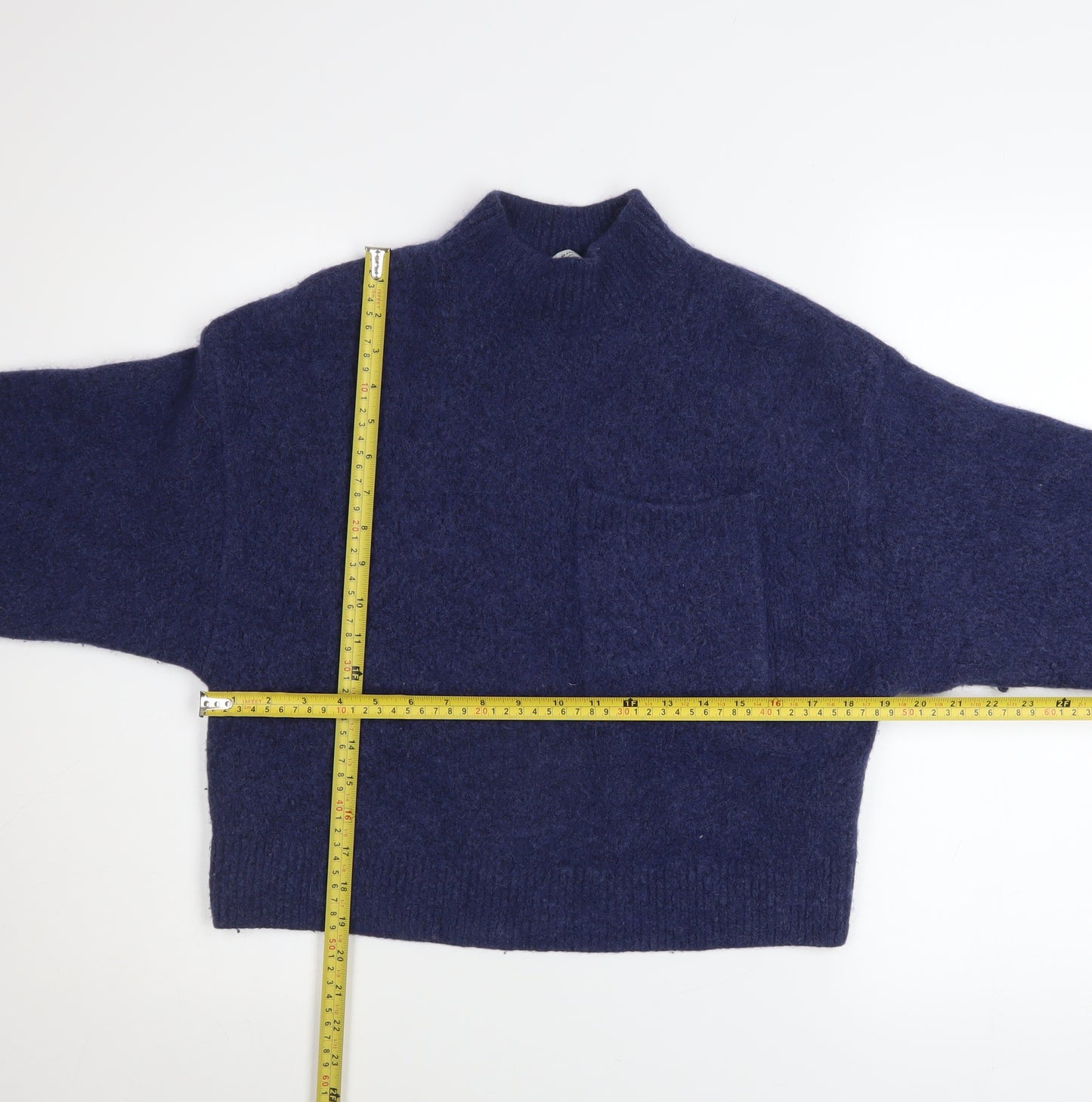 & Other Stories Women's Blue Wool Blend Mock Neck Jumper Size S