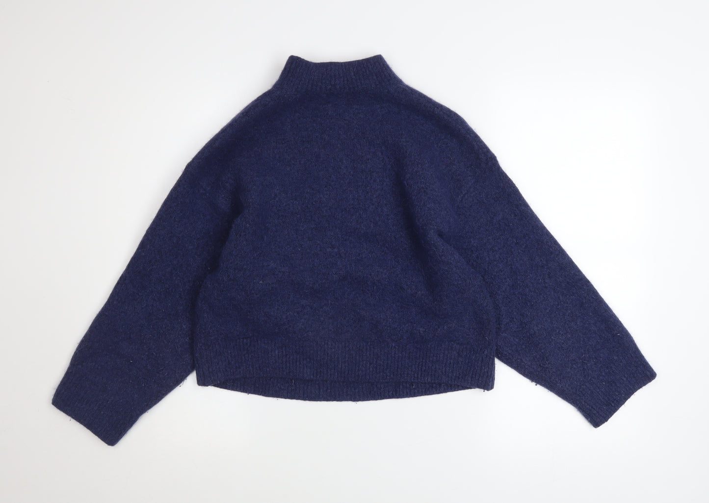 & Other Stories Women's Blue Wool Blend Mock Neck Jumper Size S