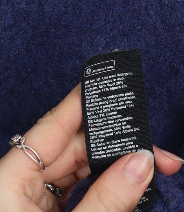 & Other Stories Women's Blue Wool Blend Mock Neck Jumper Size S