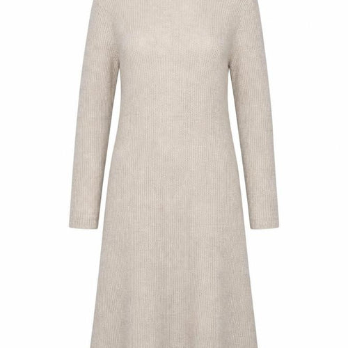 MNG Women Beige Knit Roll Neck Long Sleeve Midi Jumper Dress M