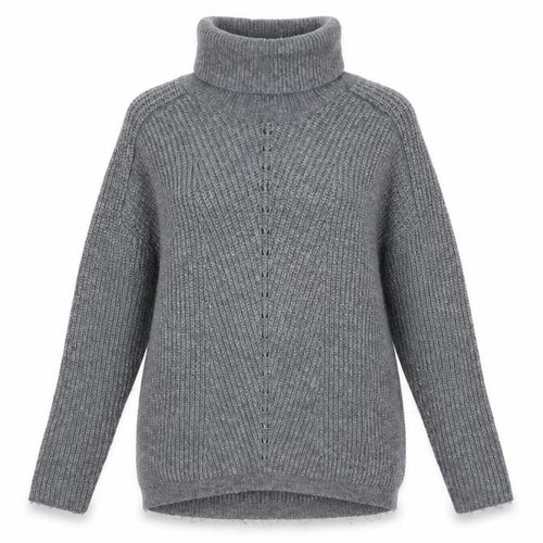 Mango Women’s Grey Roll Neck Chunky Knit Pullover Jumper Size S