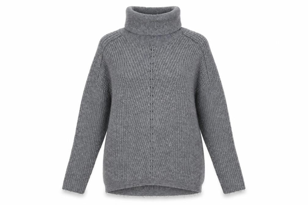 Mango Women’s Grey Roll Neck Chunky Knit Pullover Jumper Size S