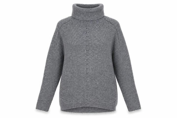 Mango Women’s Grey Roll Neck Chunky Knit Pullover Jumper Size S