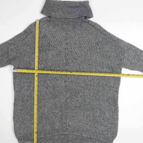 Mango Women’s Grey Roll Neck Chunky Knit Pullover Jumper Size S