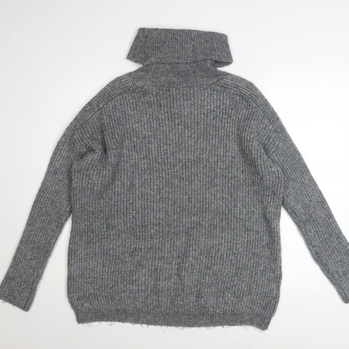 Mango Women’s Grey Roll Neck Chunky Knit Pullover Jumper Size S