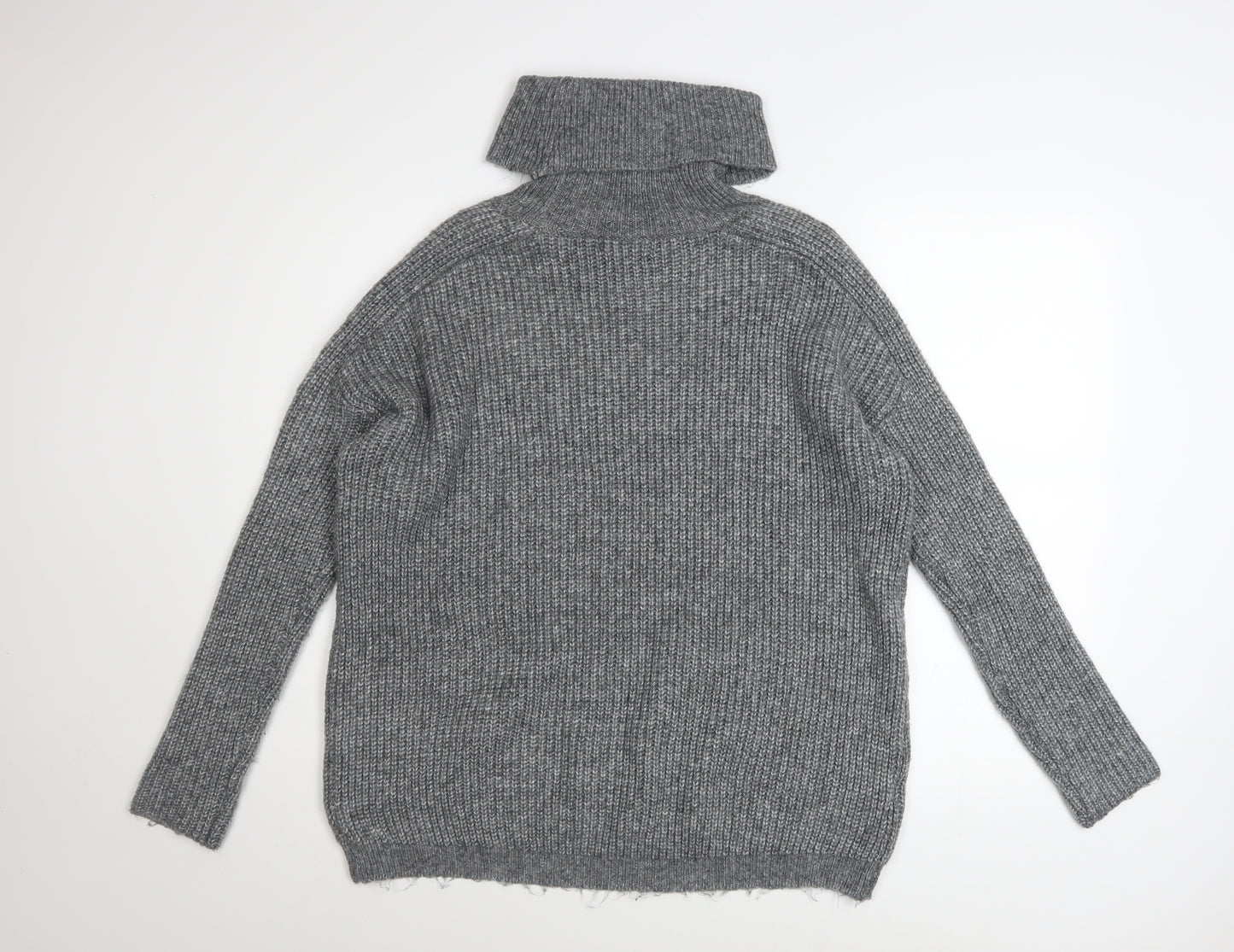 Mango Women’s Grey Roll Neck Chunky Knit Pullover Jumper Size S