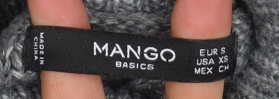 Mango Women’s Grey Roll Neck Chunky Knit Pullover Jumper Size S