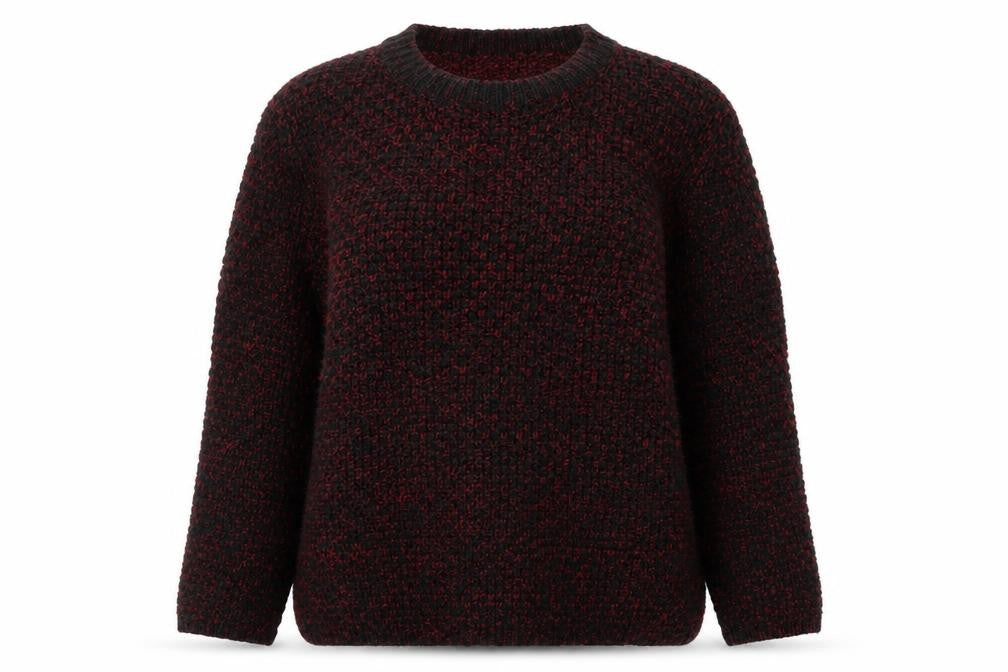 Front view of Simon Jeffrey women’s multicoloured m chunky knit long sleeve jumper