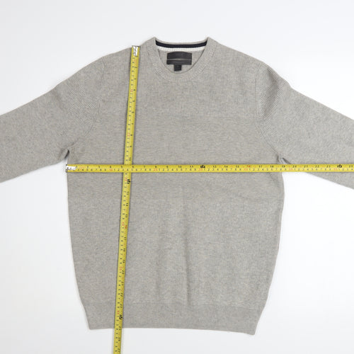 Marks and Spencer Men's Grey Cotton Blend Crew Neck Jumper M