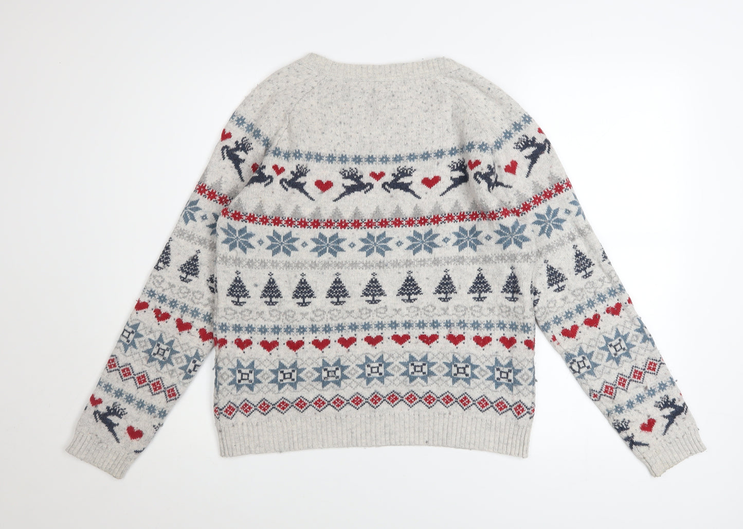 FatFace Women's Grey Fair Isle Christmas Jumper Size 12