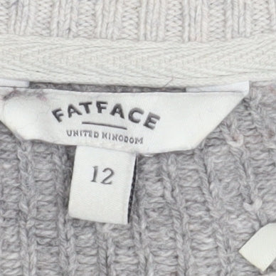 FatFace Women's Grey Fair Isle Christmas Jumper Size 12