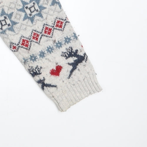 FatFace Women's Grey Fair Isle Christmas Jumper Size 12