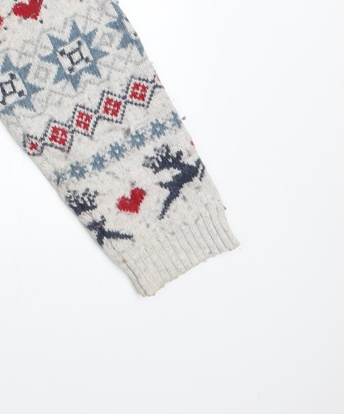 FatFace Women's Grey Fair Isle Christmas Jumper Size 12