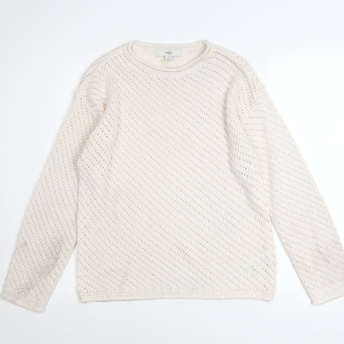 Marks and Spencer Womens Ivory Open-Knit Jumper XS