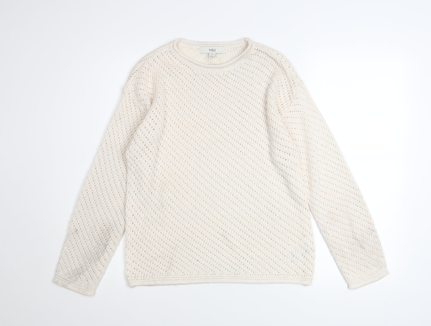 Marks and Spencer Womens Ivory Open-Knit Jumper XS