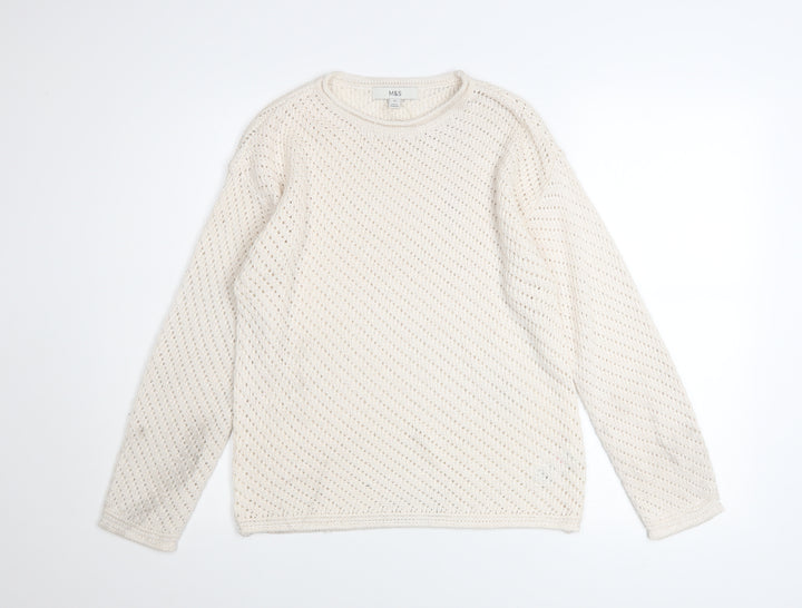 Marks and Spencer Womens Ivory Open-Knit Jumper XS