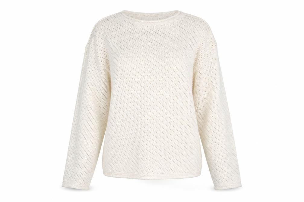 Front view of Marks & Spencer women’s ivory open-knit jumper xs