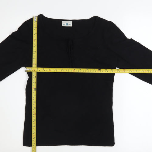 New Look Women's Black Size 10 Scoop Neck Long Sleeve Knit Jumper
