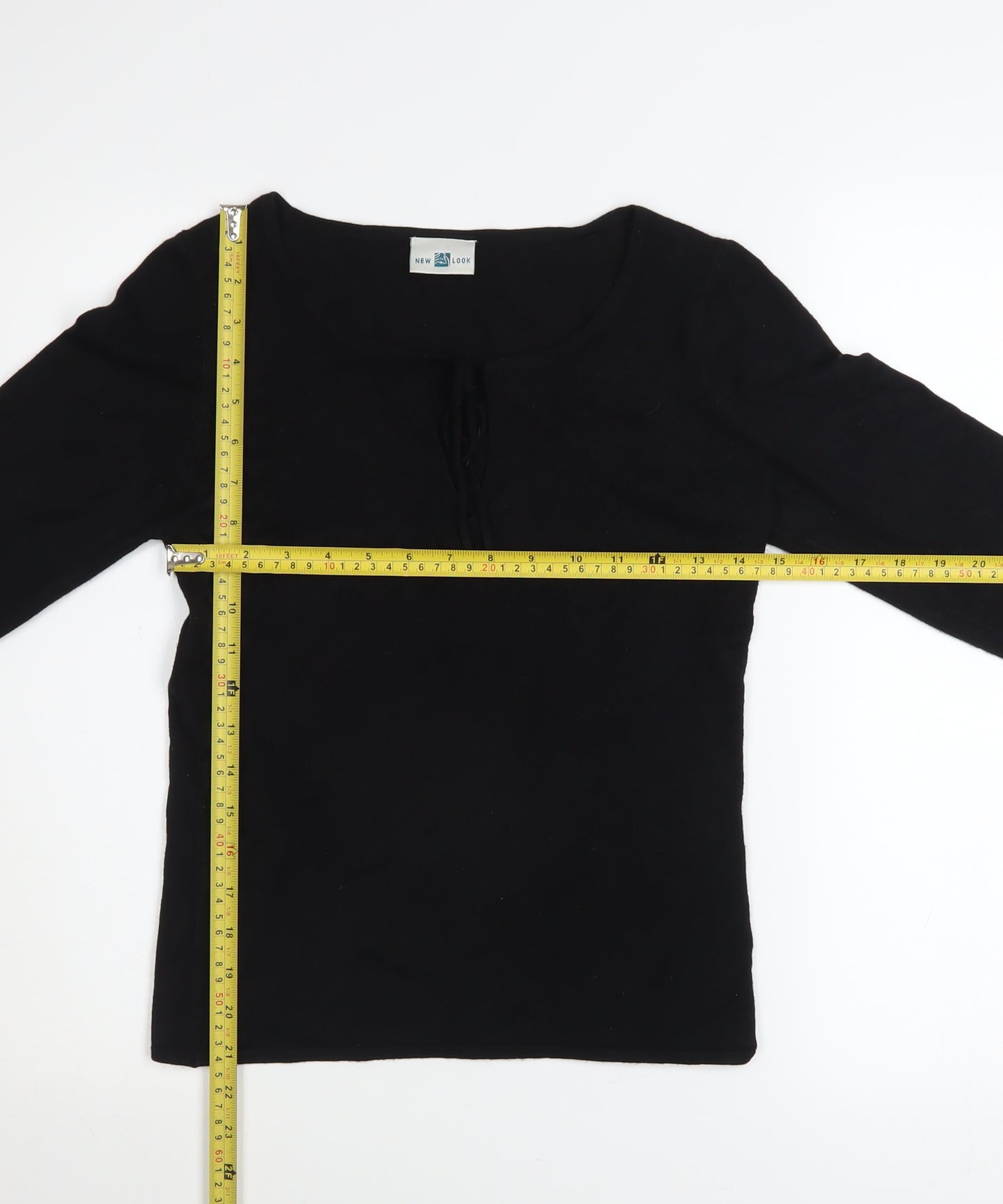 New Look Women's Black Size 10 Scoop Neck Long Sleeve Knit Jumper