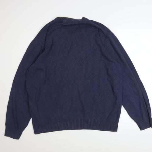 Tommy Hilfiger Men's Blue V-Neck Cotton Jumper XL Pullover