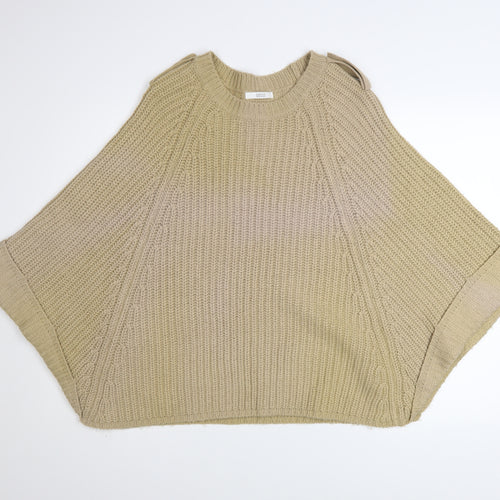 Marks and Spencer Women Beige Knit Cape Jumper One Size Acrylic