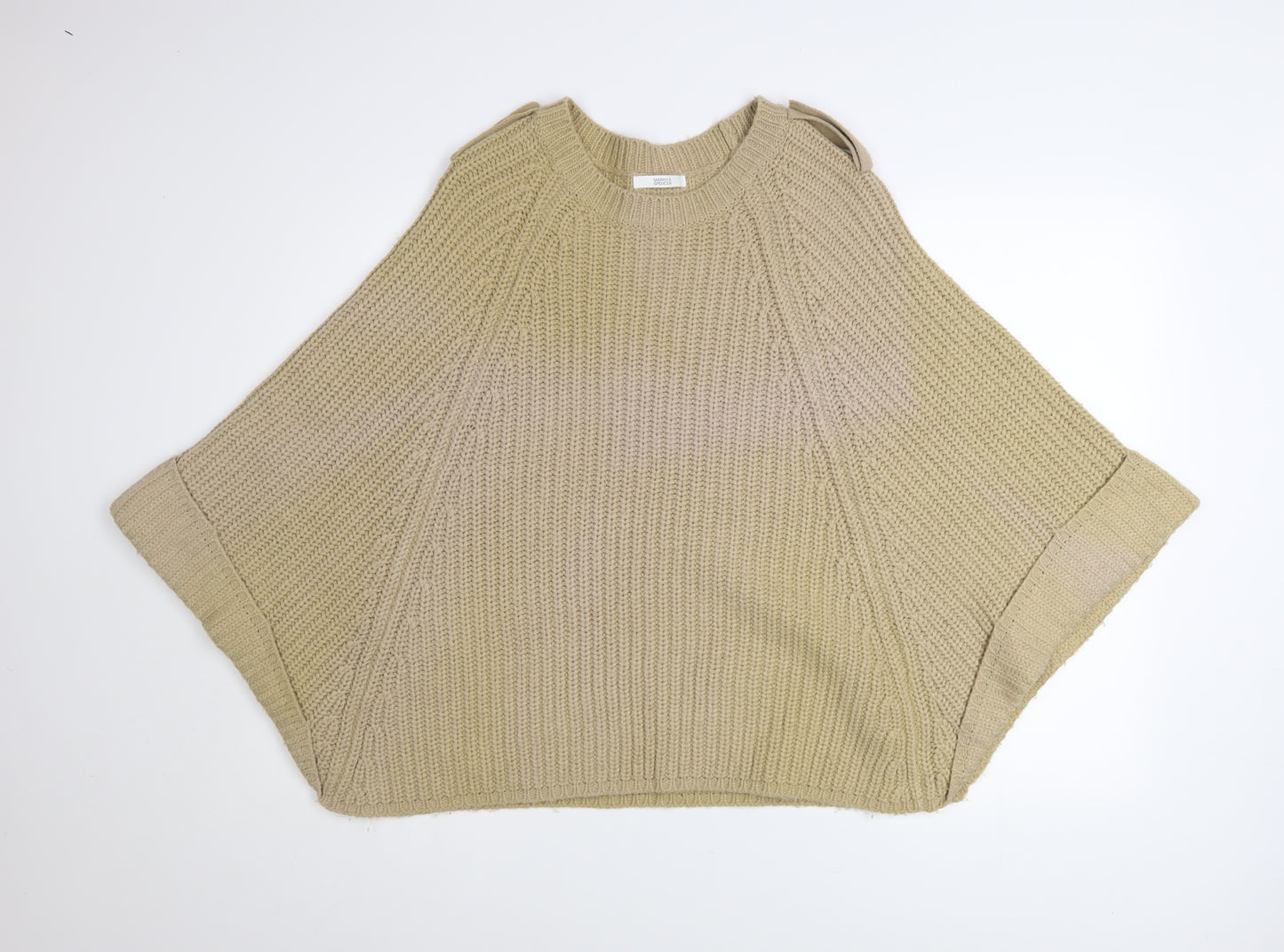 Marks and Spencer Women Beige Knit Cape Jumper One Size Acrylic