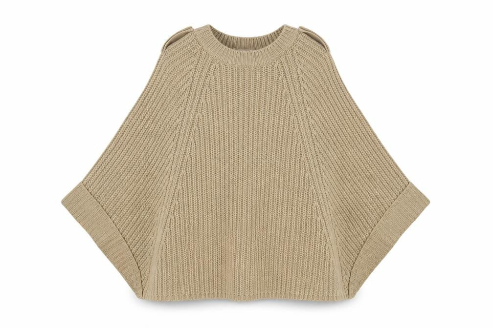 Marks and Spencer Women Beige Knit Cape Jumper One Size Acrylic