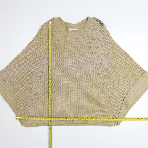 Marks and Spencer Women Beige Knit Cape Jumper One Size Acrylic