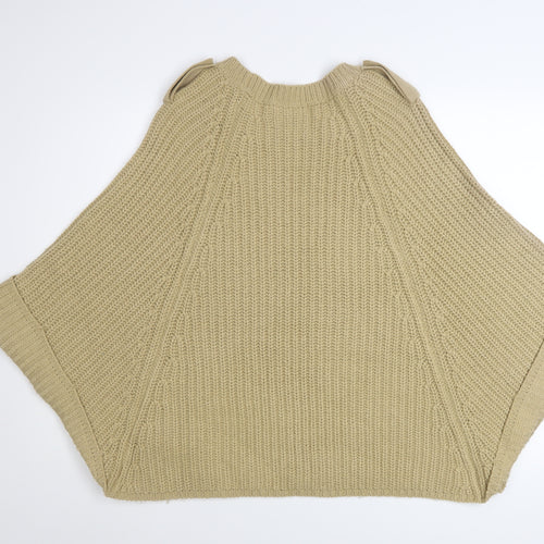 Marks and Spencer Women Beige Knit Cape Jumper One Size Acrylic