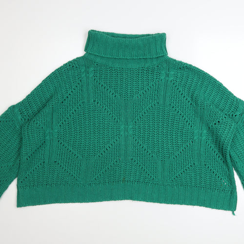 Liquorish Women’s Green Roll Neck Chunky Knit Jumper Size 12