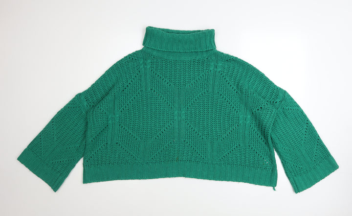Liquorish Women’s Green Roll Neck Chunky Knit Jumper Size 12
