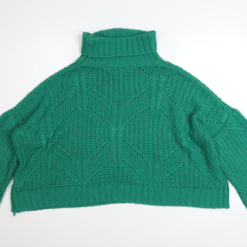 Liquorish Women’s Green Roll Neck Chunky Knit Jumper Size 12