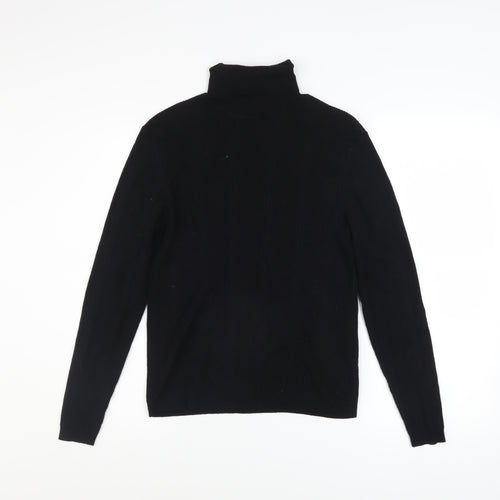 Marks and Spencer Women's Black Roll Neck Ribbed Jumper Size 12