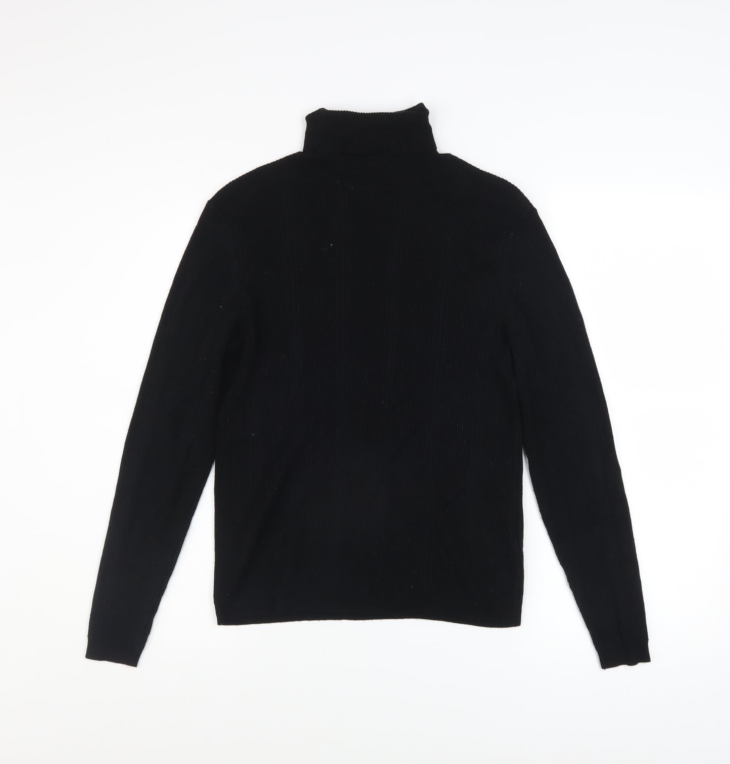 Marks and Spencer Women's Black Roll Neck Ribbed Jumper Size 12
