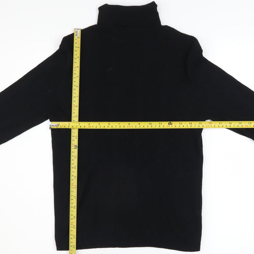 Marks and Spencer Women's Black Roll Neck Ribbed Jumper Size 12