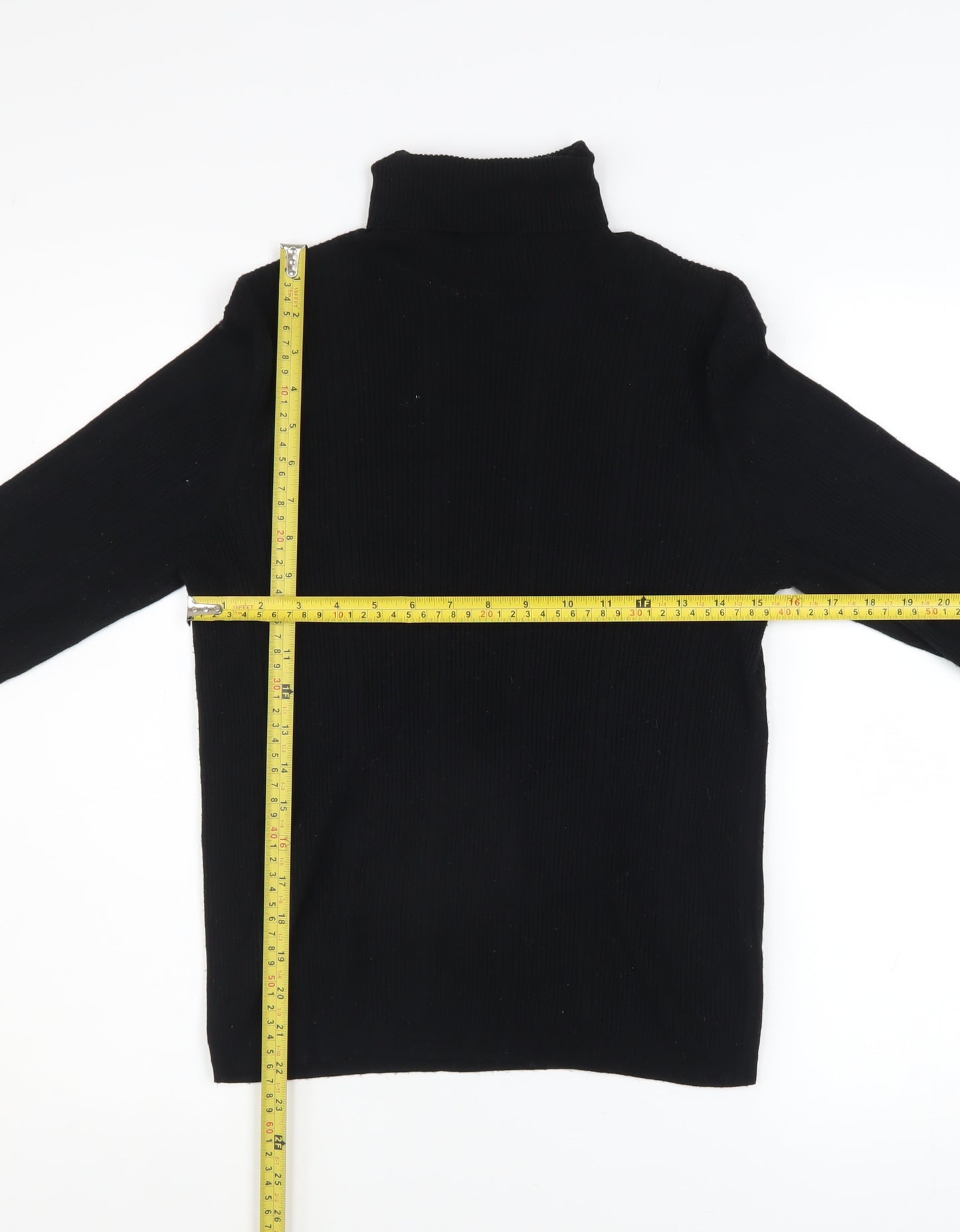 Marks and Spencer Women's Black Roll Neck Ribbed Jumper Size 12