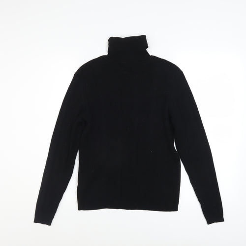 Marks and Spencer Women's Black Roll Neck Ribbed Jumper Size 12