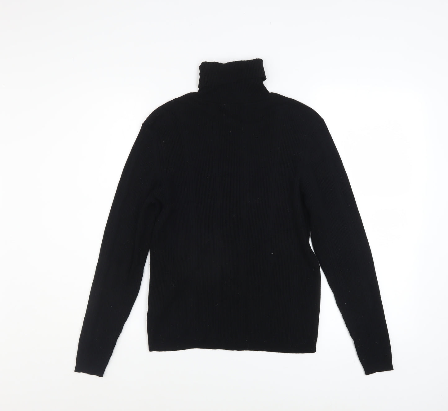 Marks and Spencer Women's Black Roll Neck Ribbed Jumper Size 12