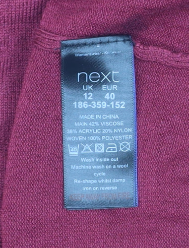 Next Women Red Floral Sheer Sleeve Crew Neck Pullover Jumper Size 12
