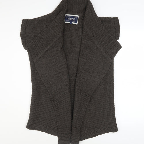 Maine New England Women Brown Size 14 Sleeveless Knit Cardigan