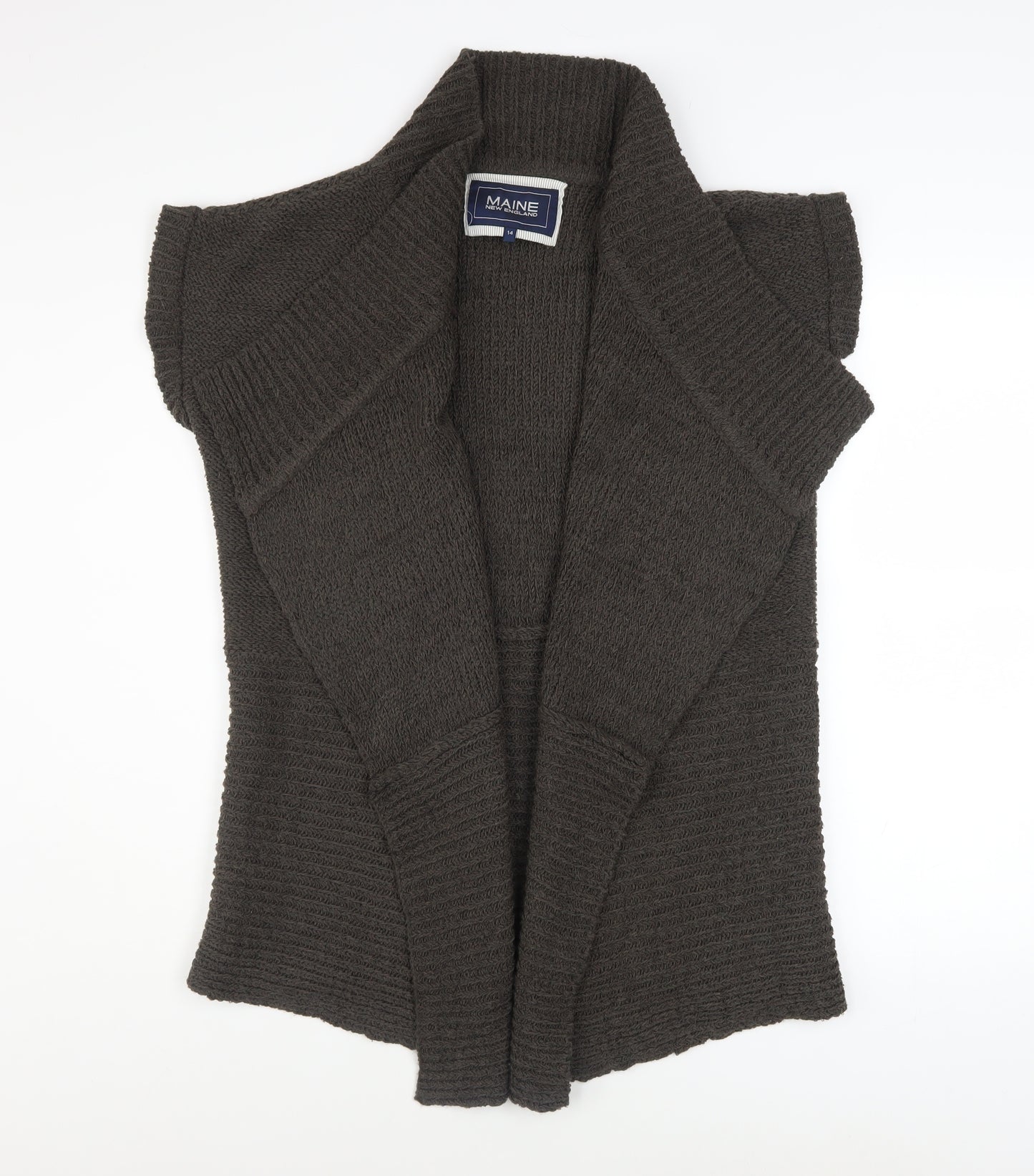 Maine New England Women Brown Size 14 Sleeveless Knit Cardigan