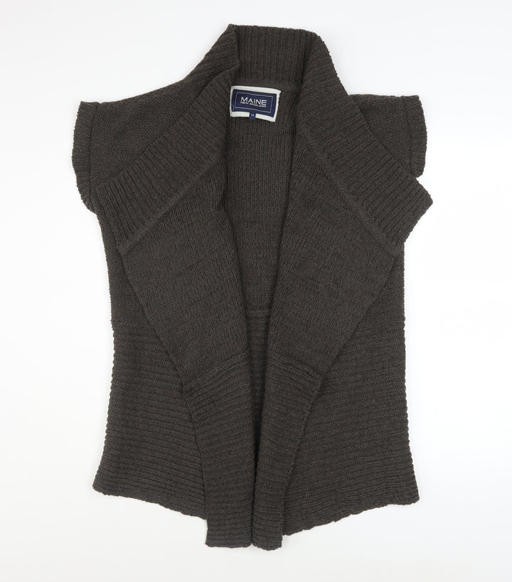 Maine New England Women Brown Size 14 Sleeveless Knit Cardigan