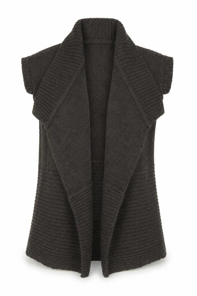 Maine New England Women Brown Size 14 Sleeveless Knit Cardigan