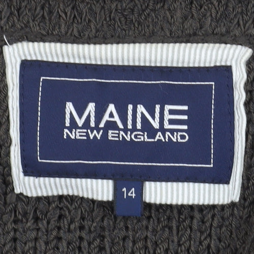 Maine New England Women Brown Size 14 Sleeveless Knit Cardigan