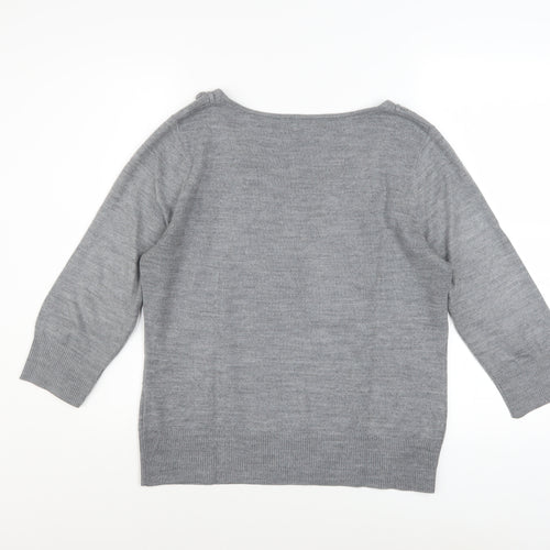 Marks and Spencer Per Una Grey Embellished Scoop Neck Jumper Women’s Size 14