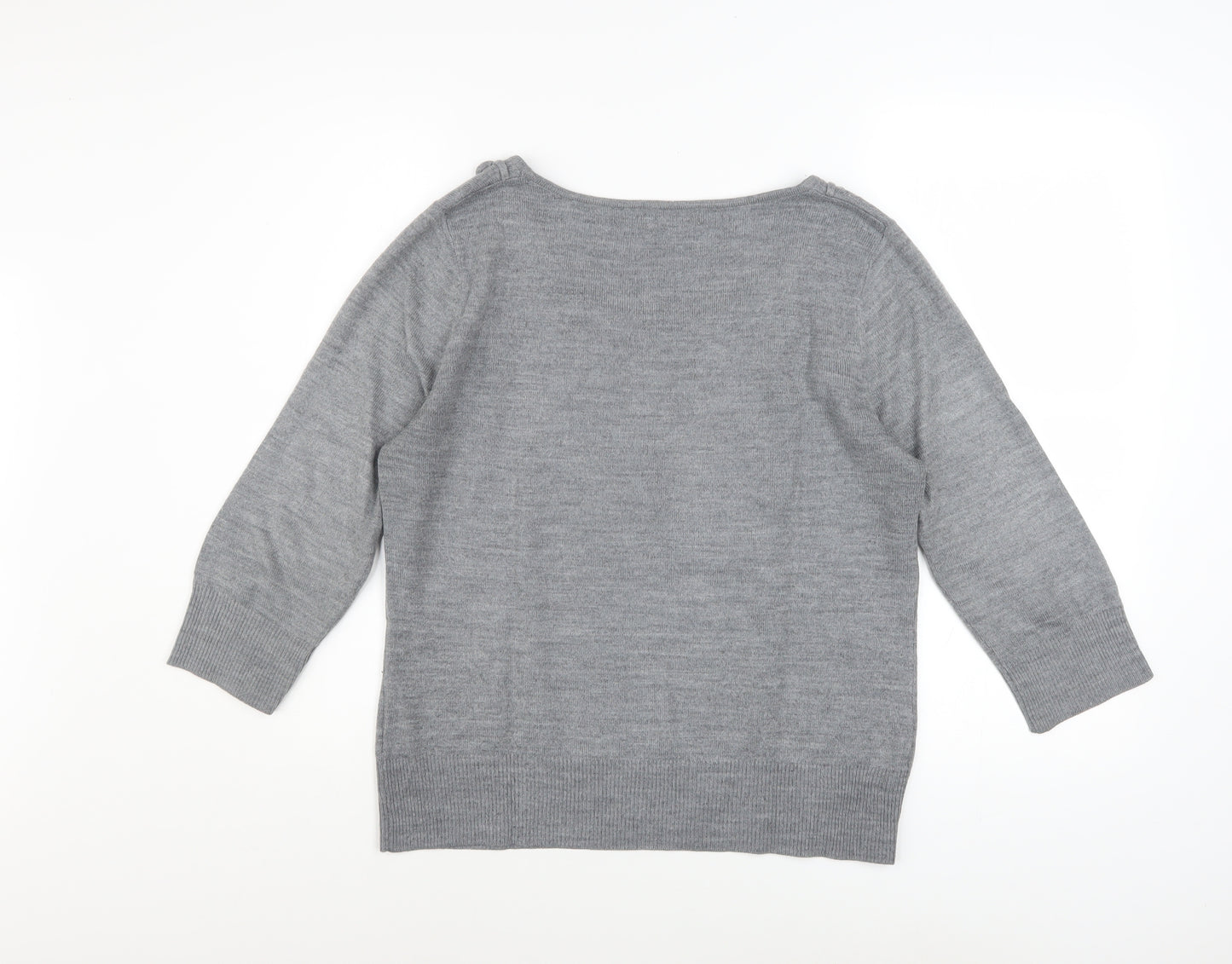 Marks and Spencer Per Una Grey Embellished Scoop Neck Jumper Women’s Size 14